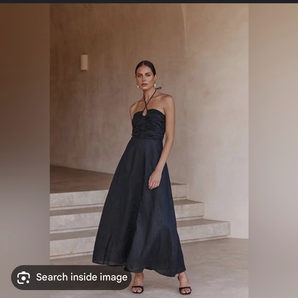 DISSH flow black halter midi dress